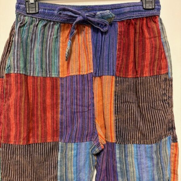 Pants - WOMEN 100% COTTON PATCHWORK DRAWSTRING POCKET SHORTS. SZ. M